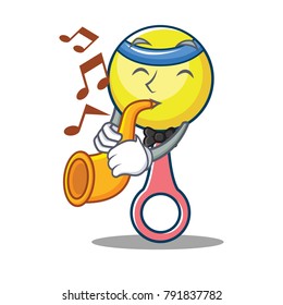 With trumpet rattle toy mascot cartoon