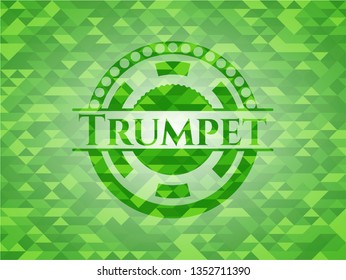 Trumpet realistic green mosaic emblem