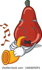 With trumpet red pears isolated in the mascot