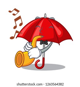 With trumpet red umbrella lit up cartoon shape