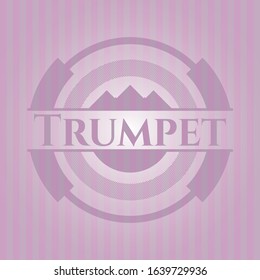 Trumpet retro pink emblem. Vector Illustration. Detailed.