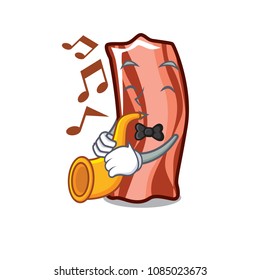 With trumpet ribs mascot cartoon style