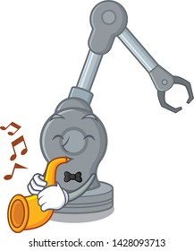 With trumpet robotic arm machine in the mascot