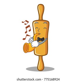 With trumpet rolling pin character cartoon