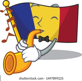 With trumpet romanian cartoon flag folded in drawer