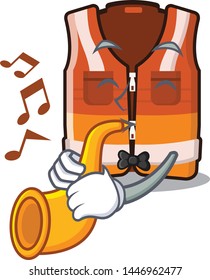 With trumpet safety vest in the cartoon shape