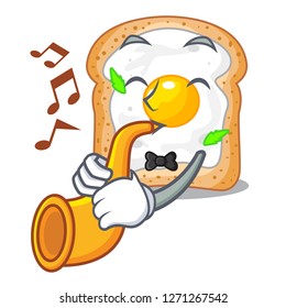 With trumpet sandwich with egg above character board