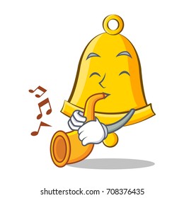 With trumpet school bell character cartoon