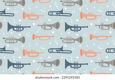 trumpet seamless pattern. vector illustration