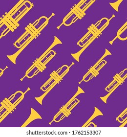 Trumpet seamless repeat pattern. Good for wallpaper, clothing, wrapping, fabric use or textile.