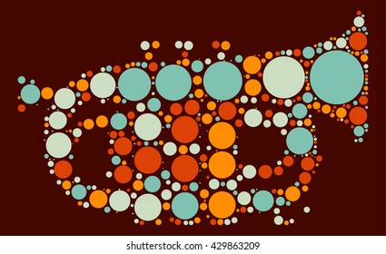 trumpet shape vector design by color point