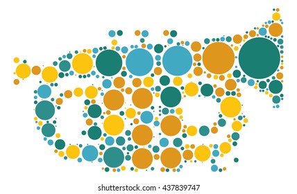trumpet shape vector design by color point