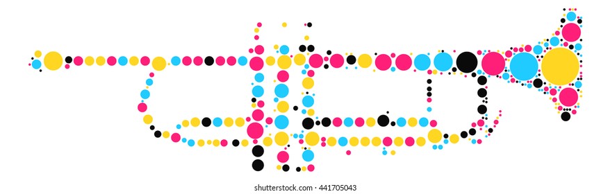 trumpet shape vector design by color point