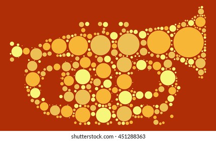 trumpet shape vector design by color point