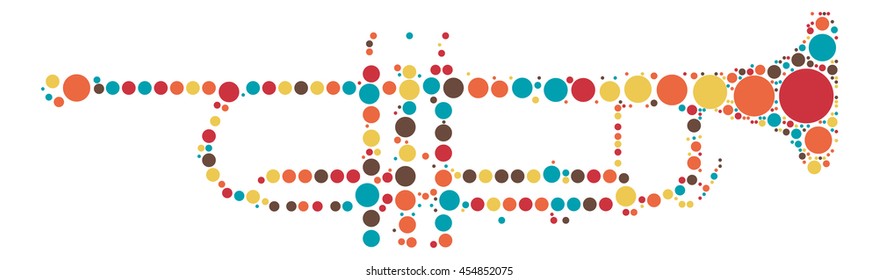 trumpet shape vector design by color point