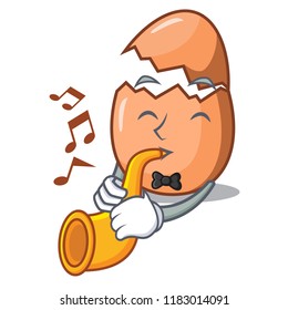 With trumpet shell of broken egg on the mascot