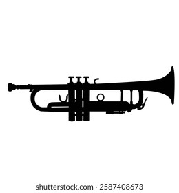 trumpet silhouette icon,musical instrument,vector illustration on white background.