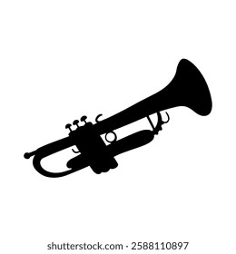 Trumpet Silhouette Sheet Music vector icon.  