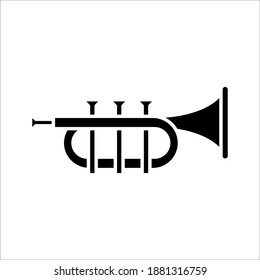 Trumpet silhouette style icon design on white background. color editable