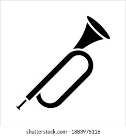 Trumpet silhouette style icon design on white background. color editable