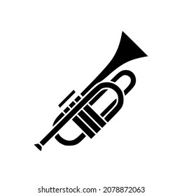 Trumpet silhouette style icon design, Music sound melody song musical art and composition theme Vector illustration simple design perfect for all project