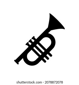 Trumpet silhouette style icon design, Music sound melody song musical art and composition theme Vector illustration simple design perfect for all project