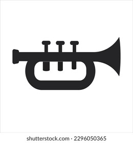 Trumpet silhouette style icon design, Music sound melody song musical art and composition theme Vector illustration