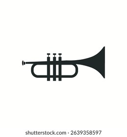 Trumpet silhouette vector icon on white backg Vector illustration