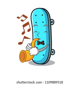 With trumpet skateboard mascot cartoon style