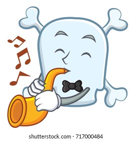 With trumpet skull character cartoon style