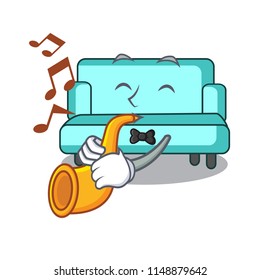 With trumpet sofa mascot cartoon style