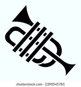 Trumpet solid icon. Wind musical instrument vector illustration isolated on white. Music tuba glyph style design, designed for web and app. Eps 10