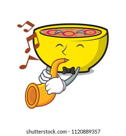 With trumpet soup union mascot cartoon