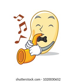 With trumpet soy bean mascot cartoon