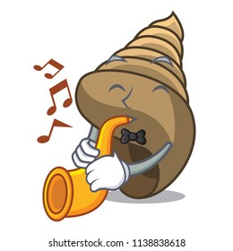 With trumpet spiral shell mascot cartoon