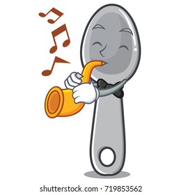 With trumpet spoon character cartoon style