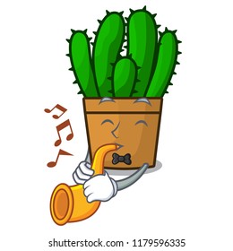 With trumpet spurge cactus plant isolated on mascot