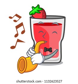 With trumpet strawberry mojito mascot cartoon