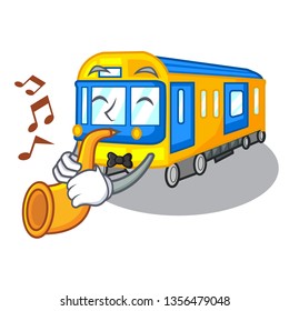 With Trumpet Subway Train Isolated In The Cartoon