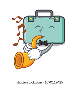 With trumpet suitcase mascot cartoon style