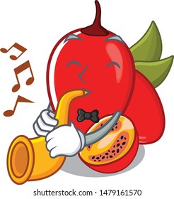 With trumpet tamarillo betaceum isolated in the cartoon