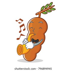 With trumpet tamarind mascot cartoon style
