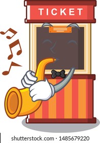 With trumpet ticket booth isolated with the cartoon