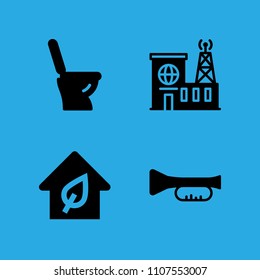 trumpet, toilet, eco house and building icons vector in sample icon set for web and graphic design