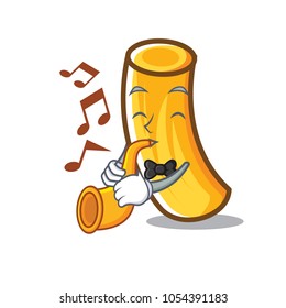 With trumpet tortiglioni pasta mascot cartoon