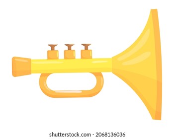 Trumpet toy icon. Cute cartoon plastic horn