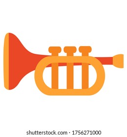 trumpet toy, musical instrument, flat, isolated object on a white background, vector illustration, eps