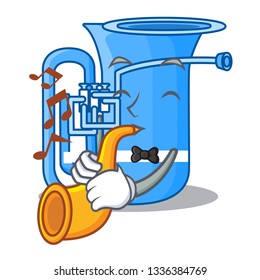 With trumpet tuba in the shape funny cartoon