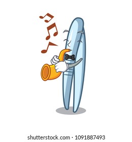With trumpet tweezers mascot cartoon style