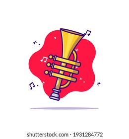 Trumpet Vector Cartoon Illustration. Music Icon Concept White Isolated. Flat Cartoon Style Suitable for Web Landing Page, Banner, Sticker, and Background